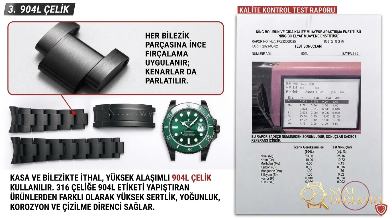 V9 Factory Rolex schwarz-grüner Wassergeist „BLAKEN offizielles Modell“ Nachtschwarze Version Vergleichstest mit dem Original – Armband, Schließe und Clip-Mechanismus