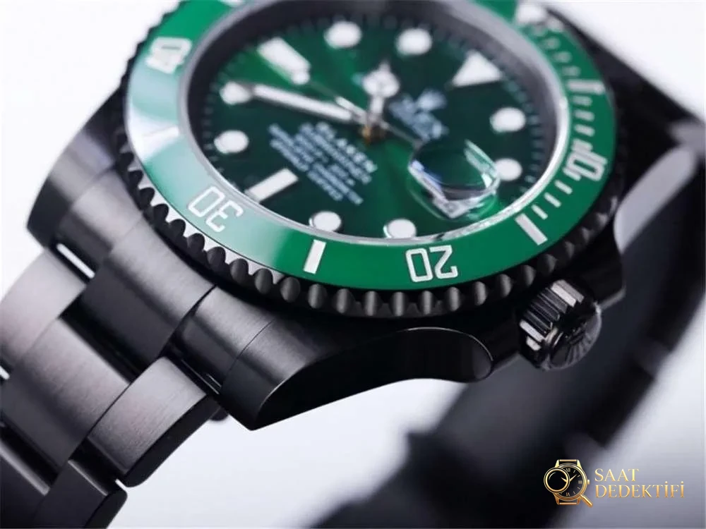 V9 Factory Rolex schwarz-grüner Wassergeist „Offizielles BLAKEN-Modell“ Nachtschwarze Version Vergleichstest mit dem Original – Bandstruktur und Nahtdetails