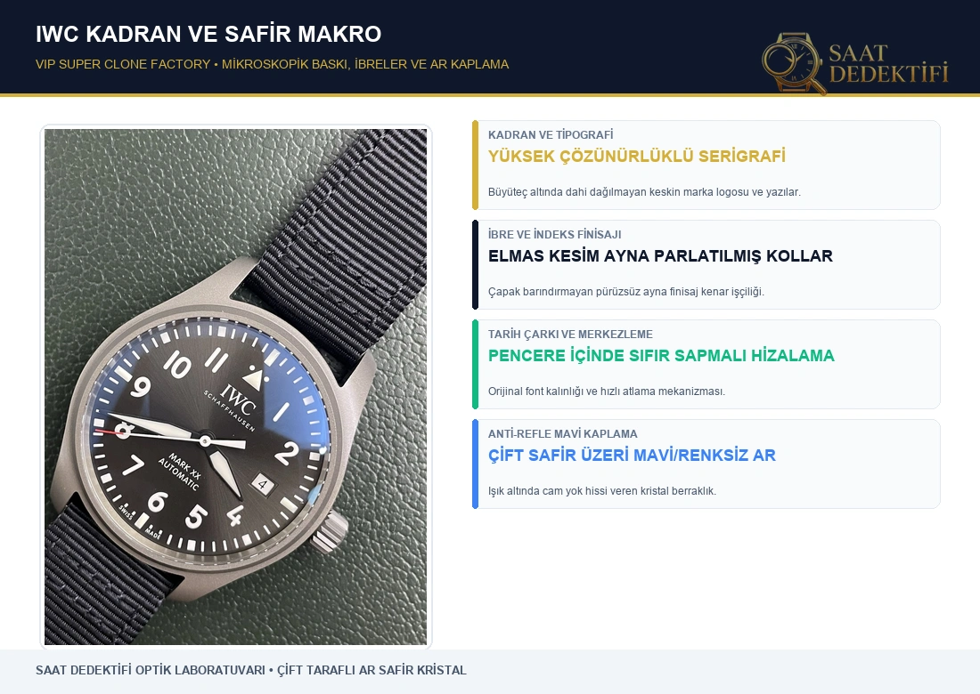 VIP Factory IWC Pilot Mark XVIII Titanyum İncelemesi - Kadran ve Safir Cam