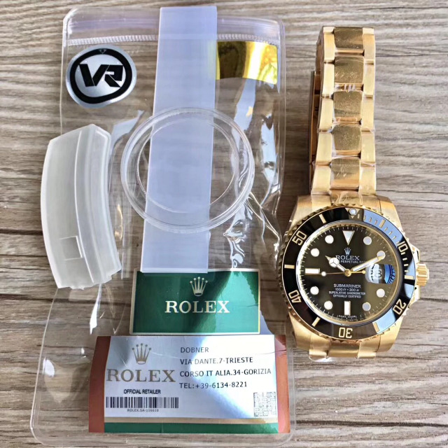 VR Factory Altın Rengi Rolex Submariner Siyah