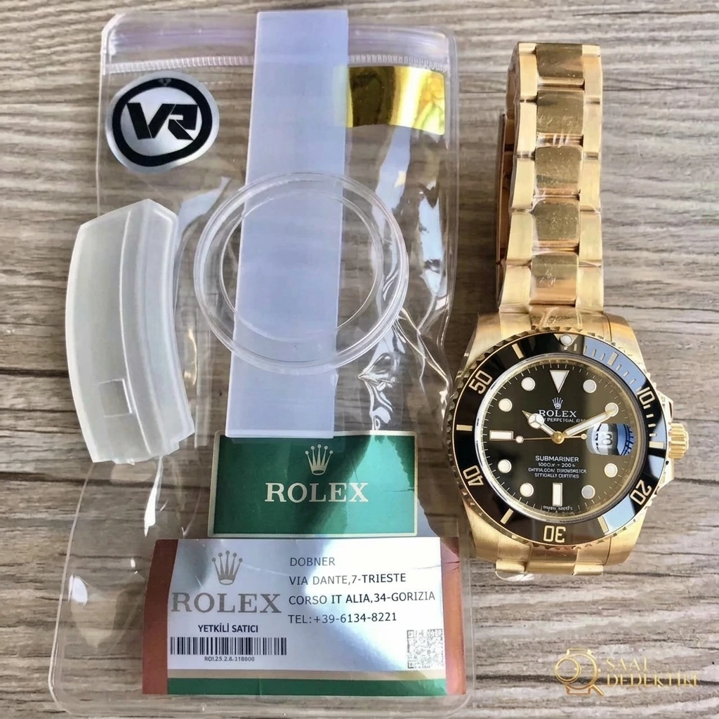 VR Factory Altın Rengi Rolex Submariner Siyah