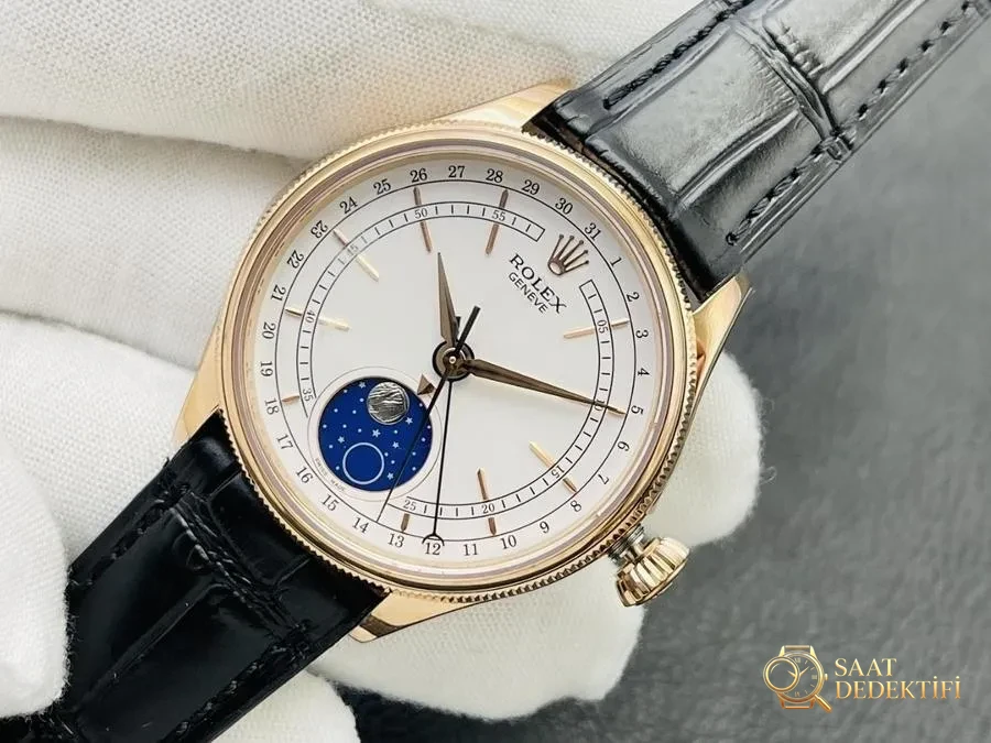 VR Factory Rolex Cellini 50535 çok fonksiyonlu gerçek ay evreli (rose gold) saat incelemesi - Kasa Profili ve Kurma Kolu İncelemesi