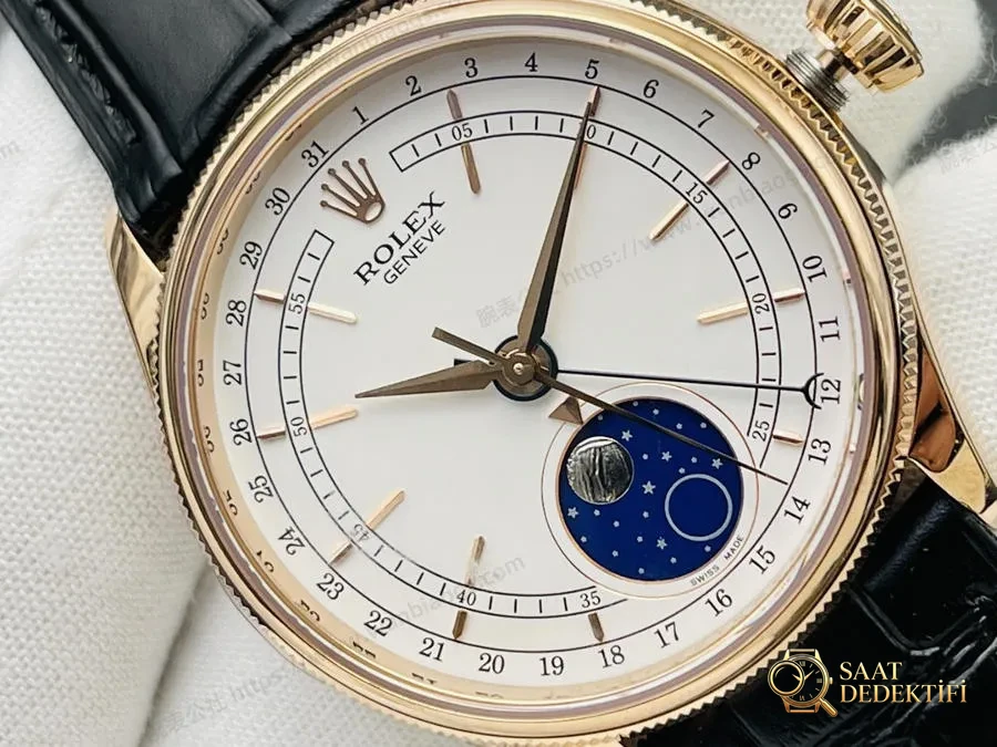 VR Factory Rolex Cellini 50535 çok fonksiyonlu gerçek ay evreli (rose gold) saat incelemesi - Arka Kapak ve Mekanizma Detayı
