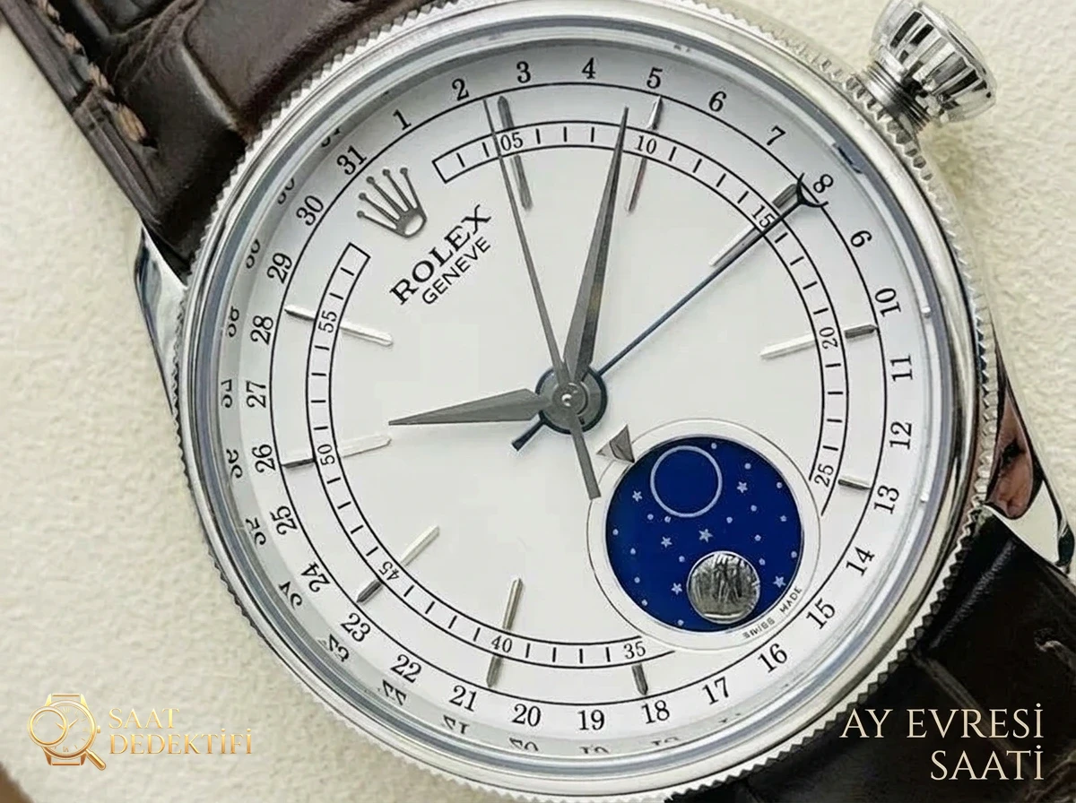 Обзор многофункциональных часов Rolex Cellini серии 50535 VR Factory (серебро) с фазой луны (серебро) – задняя крышка и детали механизма