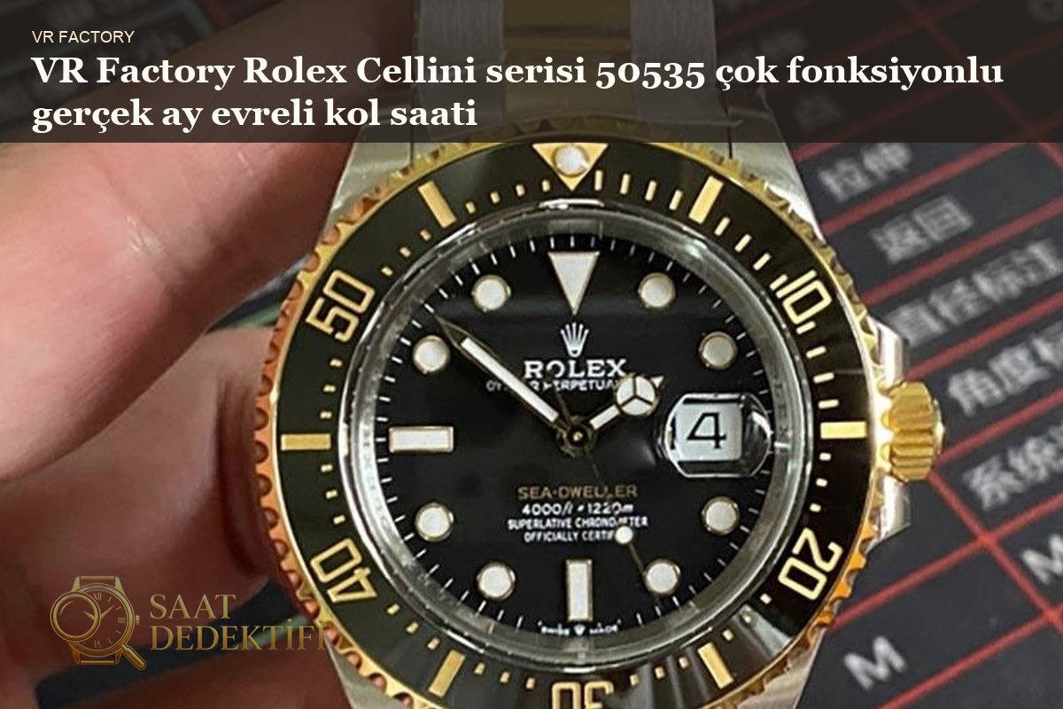 VR Factory Rolex Cellini serisi 50535 çok fonksiyonlu gerçek ay evreli kol saati - ön görünüm