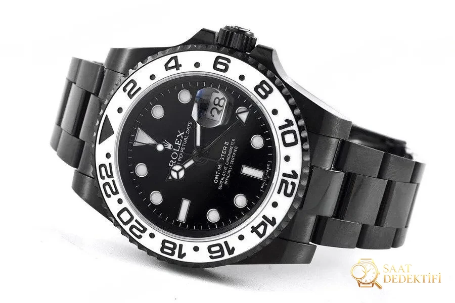 VR Factory Rolex GMT-Master II 116710 Siyah-Altın Çelik Siyah Kadran İnceleme - Arka Kapak ve Mekanizma Detayı