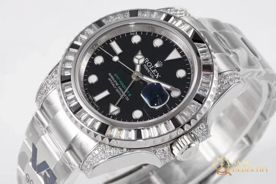 VR Factory Rolex GMT-Master II serisi 116759 SANR-74769 Bril saat incelemesi - Kasa Profili ve Kurma Kolu İncelemesi