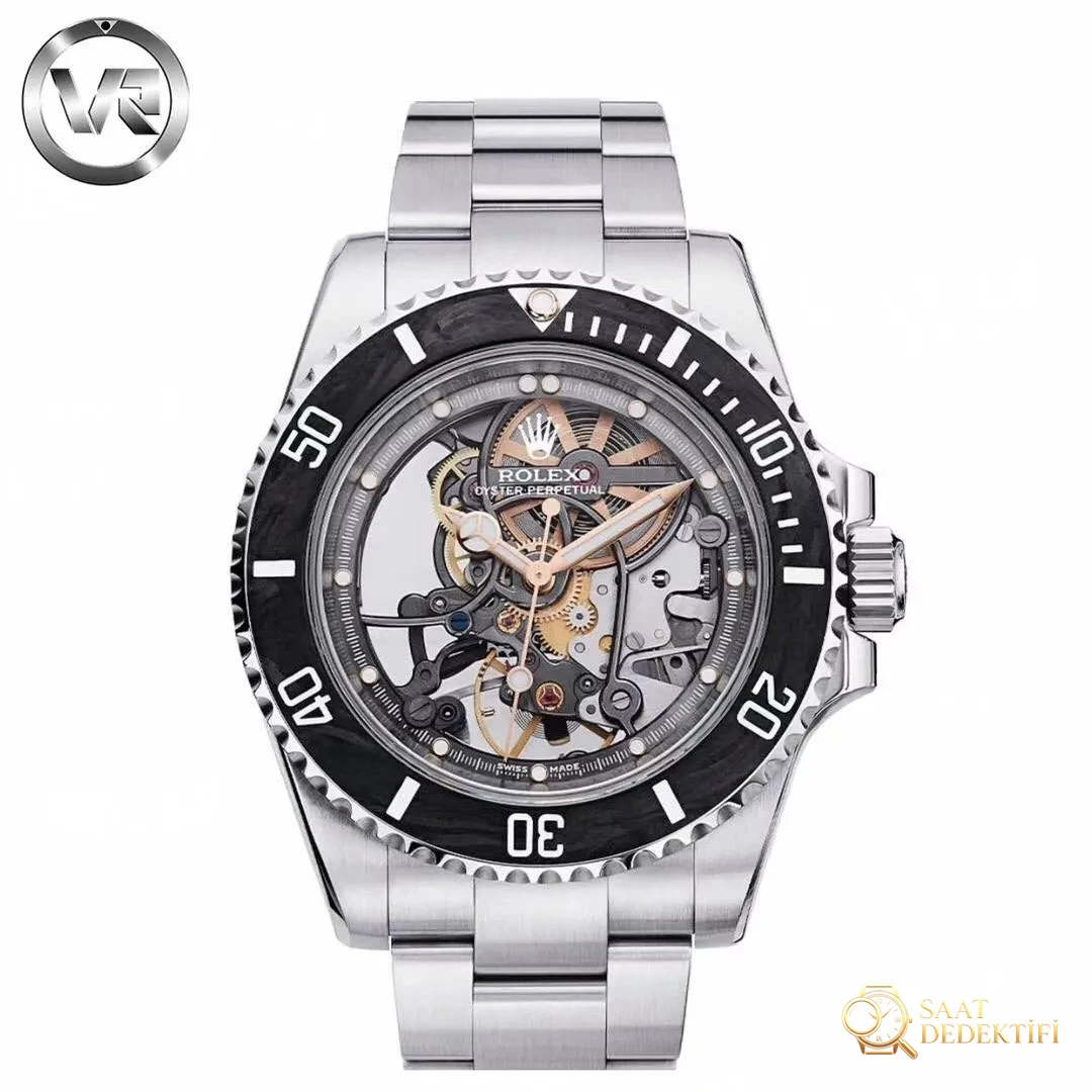 VR modifiye Rolex Sub tam iskeletli Submariner kol saati - Kasa Profili ve Kurma Kolu İncelemesi