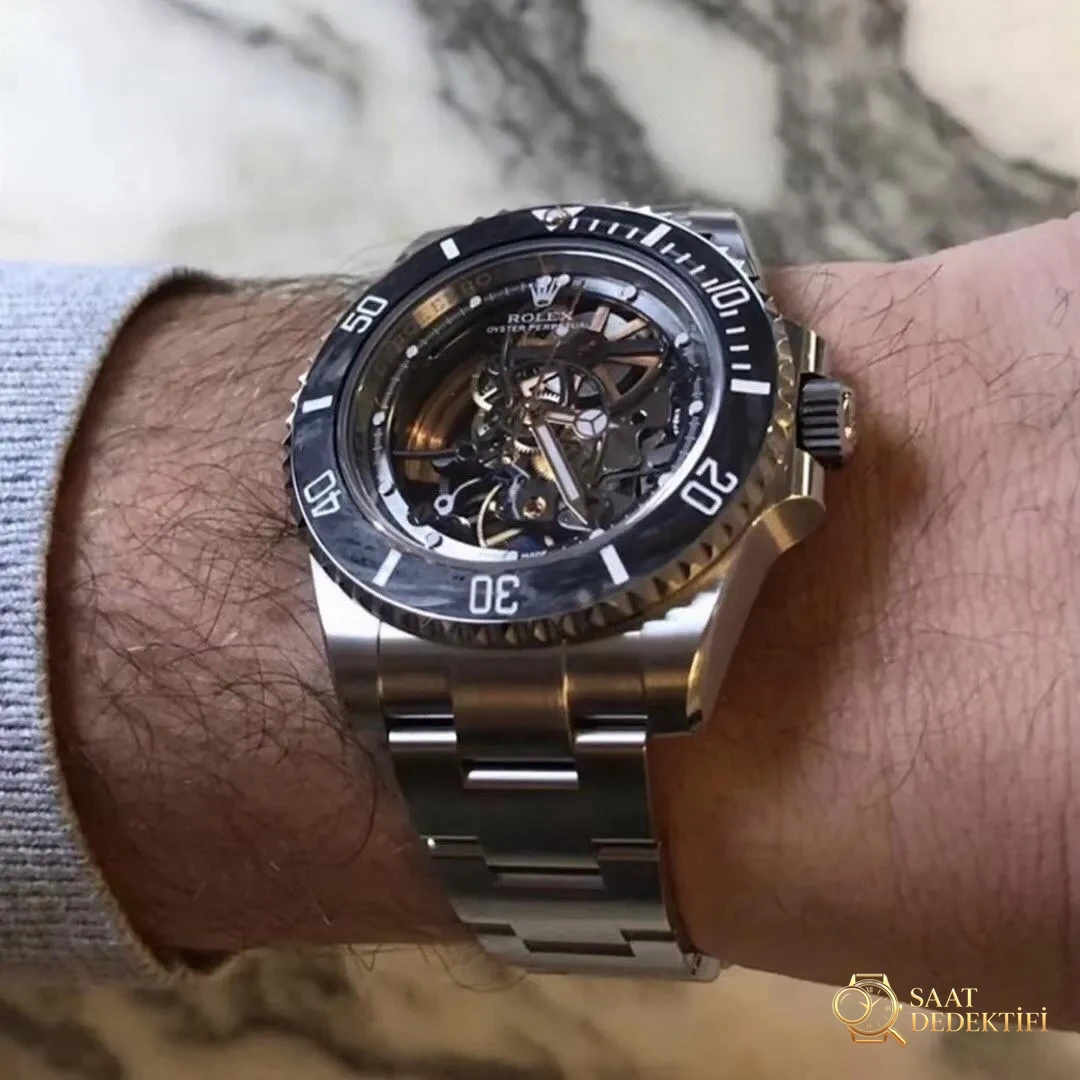 VR modifiye Rolex Sub tam iskeletli Submariner kol saati - Bilezik, Toka ve Klips Mekanizması