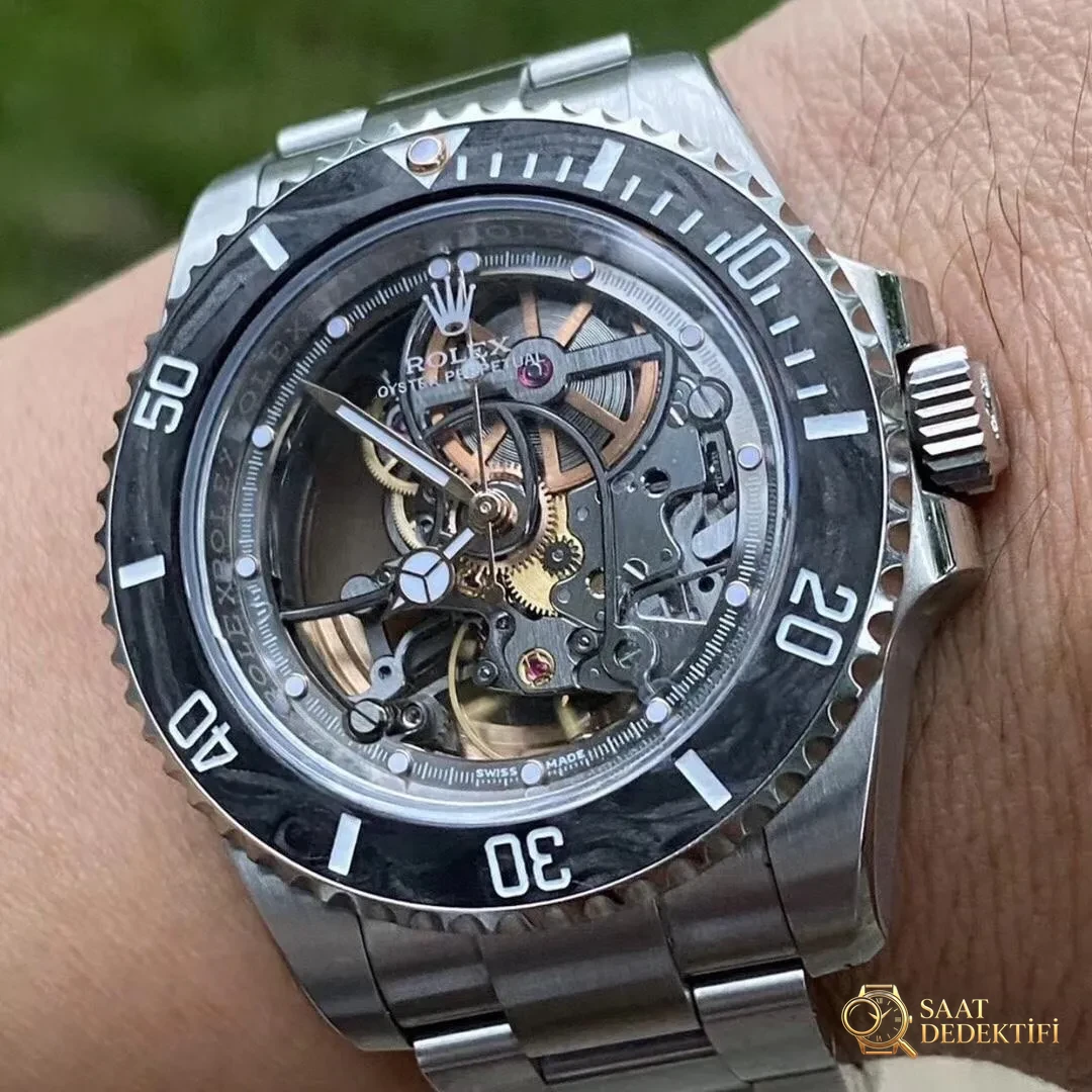 VR modifiye Rolex Sub tam iskeletli Submariner kol saati - Bilekte Duruş ve Kasa Orantısı