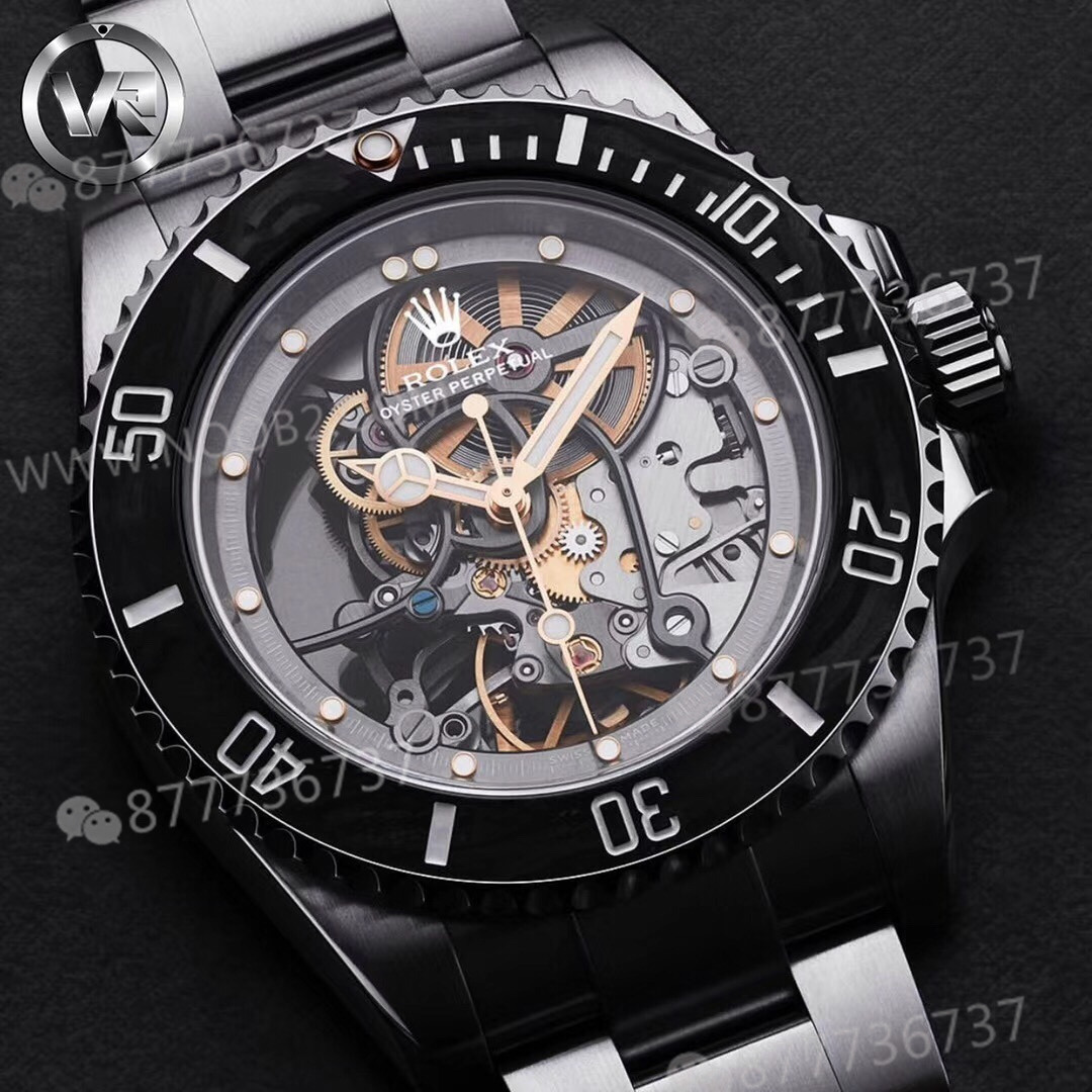 VR modifiye Rolex Sub tam iskeletli Submariner kol saati — 9. fotoğraf