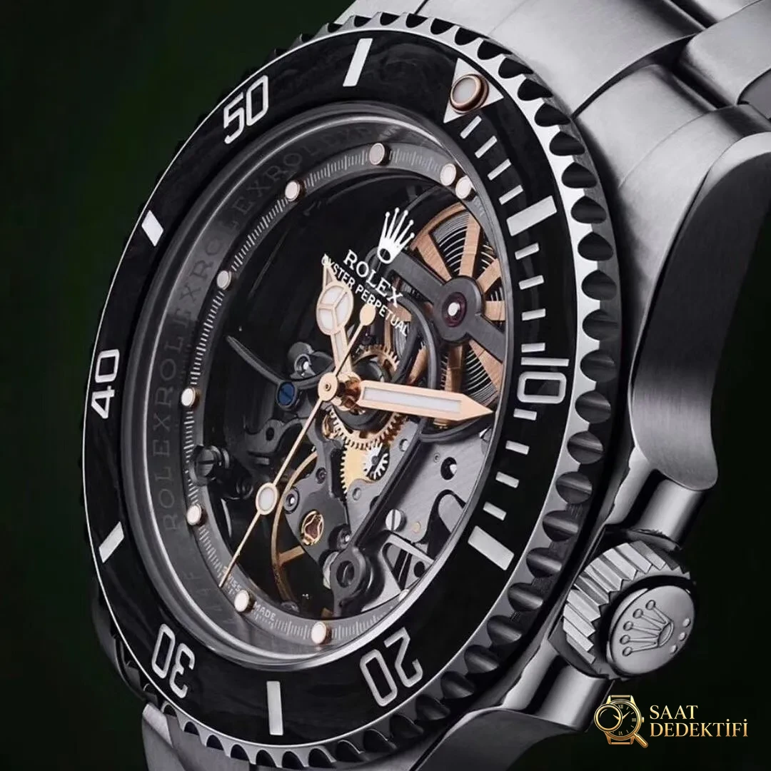 VR modifiye Rolex Sub tam iskeletli Submariner kol saati - Genel Açı ve Estetik Duruş