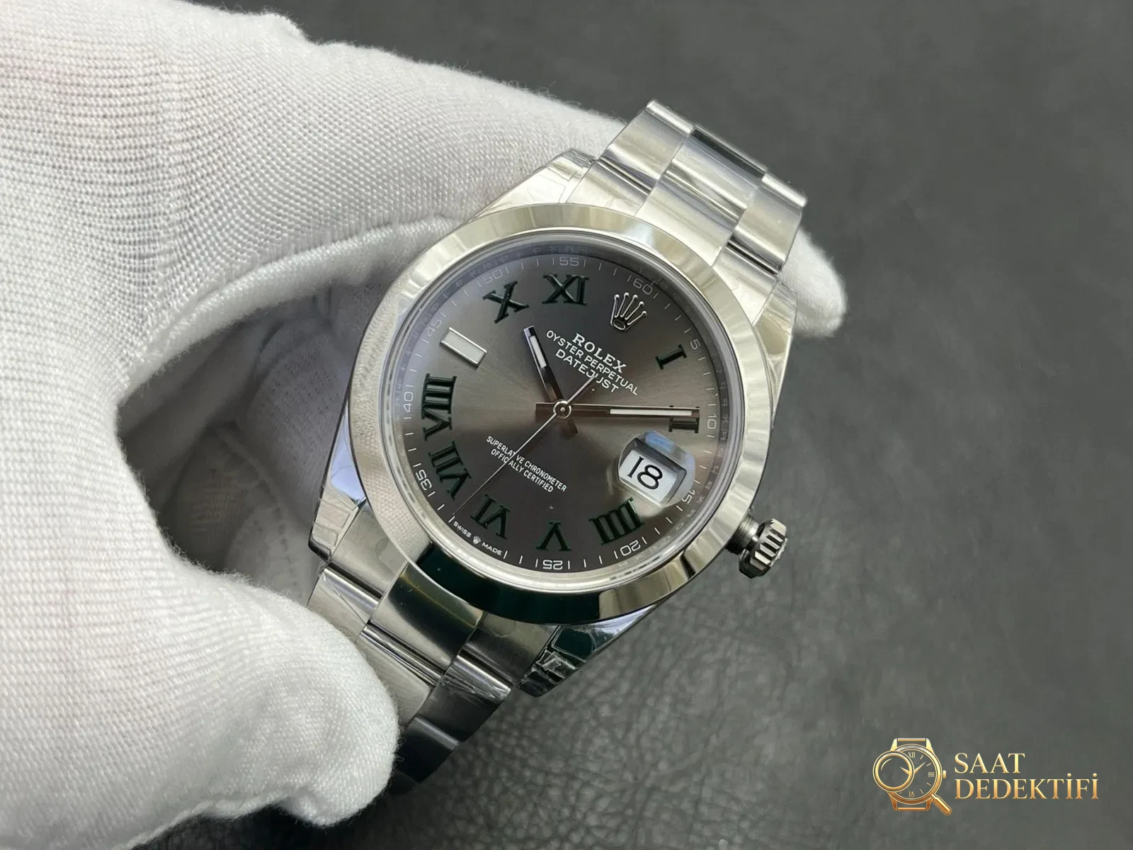 VS Rolex Datejust 41mm Wimbledon Roma Rakamlı - fotoğraf 1