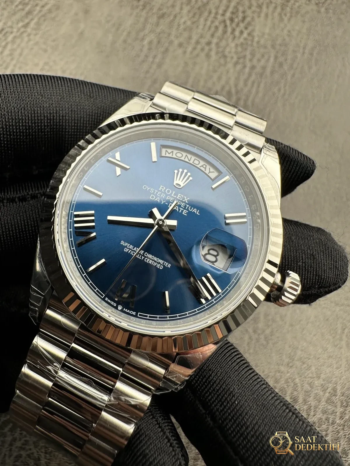 VS Factory 2025 amiral gemisi çalışması | Rolex Day-Date replika zirve sürümü, sınıfının üstünde sert bir güç - Kadran Detayı ve Bezel İşçiliği