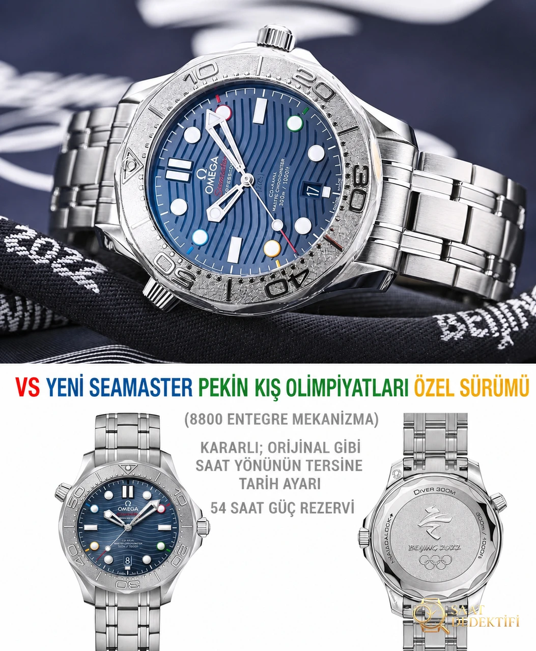 VS Factory 2025 iddialı yapımı: Omega yeni Seamaster 300M Pekin Olimpiyatları özel versiyonu görkemle sahne alıyor! - Kadran Detayı ve Bezel İşçiliği