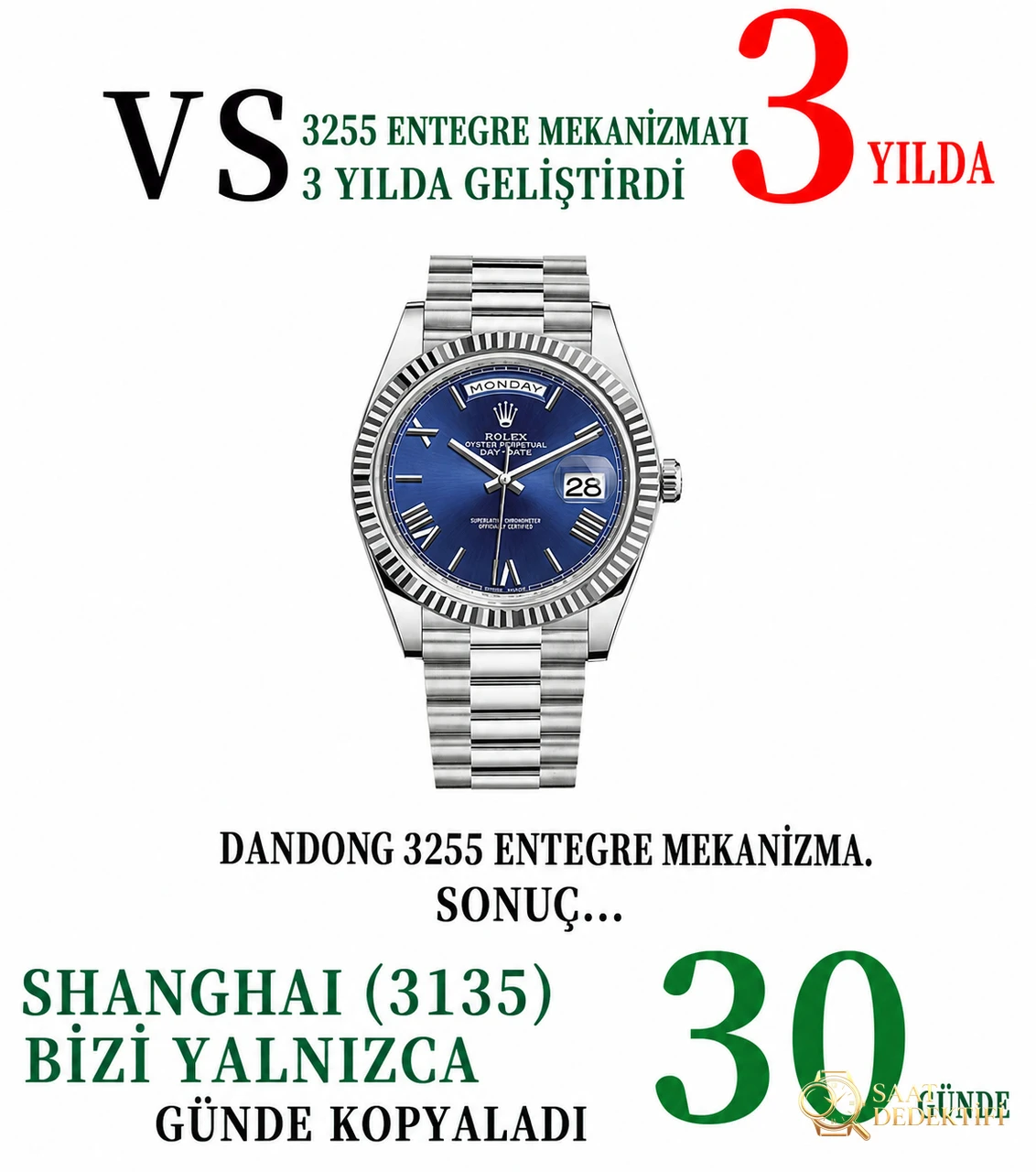 VS Factory 2025 Öne Çıkan Öneri | Rolex Day-Date serisi kol saati, piyasanın en üst donanımlı versiyonu geliyor - Kadran Detayı ve Bezel İşçiliği