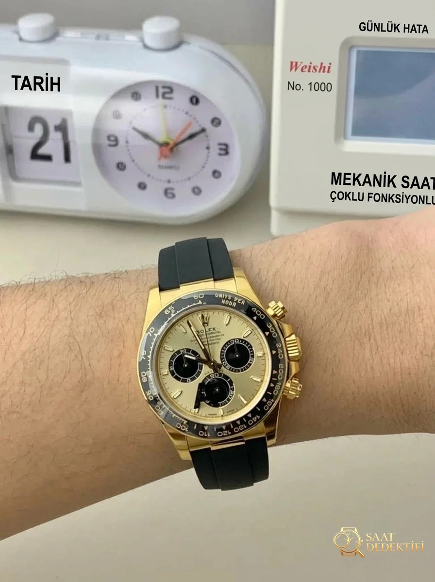 Replika Rolex Daytona 126518 Sarı Altın Kol Üstü Çekim
