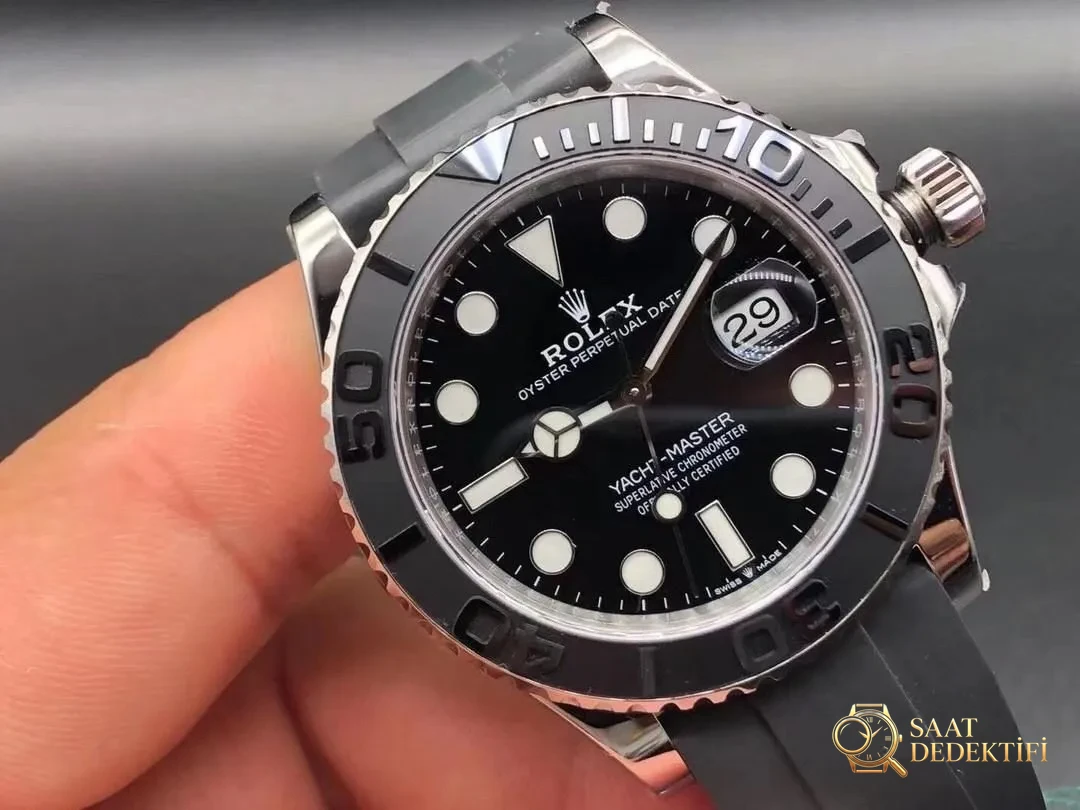 VS Factory Beyaz Altın Yacht-Master 42 mm Replika 3235 Mekanizma İşçilik İncelemesi - Kasa Profili ve Kurma Kolu İncelemesi