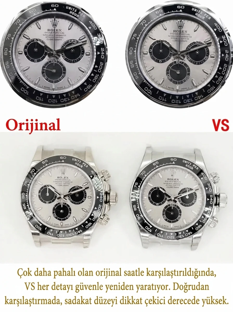 VS Factory Daytona 126519LN 4131 Testbericht: Originalvergleich, Gehäuse, Uhrwerk, Gewicht und Oysterflex-Details – Phosphor und Super-LumiNova Night View