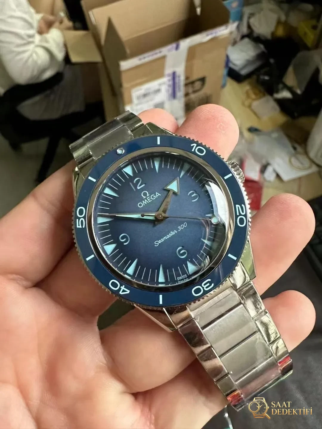 Replika Omega Seamaster 300 Mavi Seramik