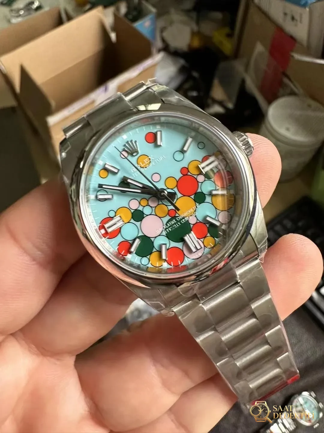VS Factory Fabrikasından Yeni Gelen Replika Rolex Oyster Perpetual Turkuaz - Kadran Detayı ve Bezel İşçiliği