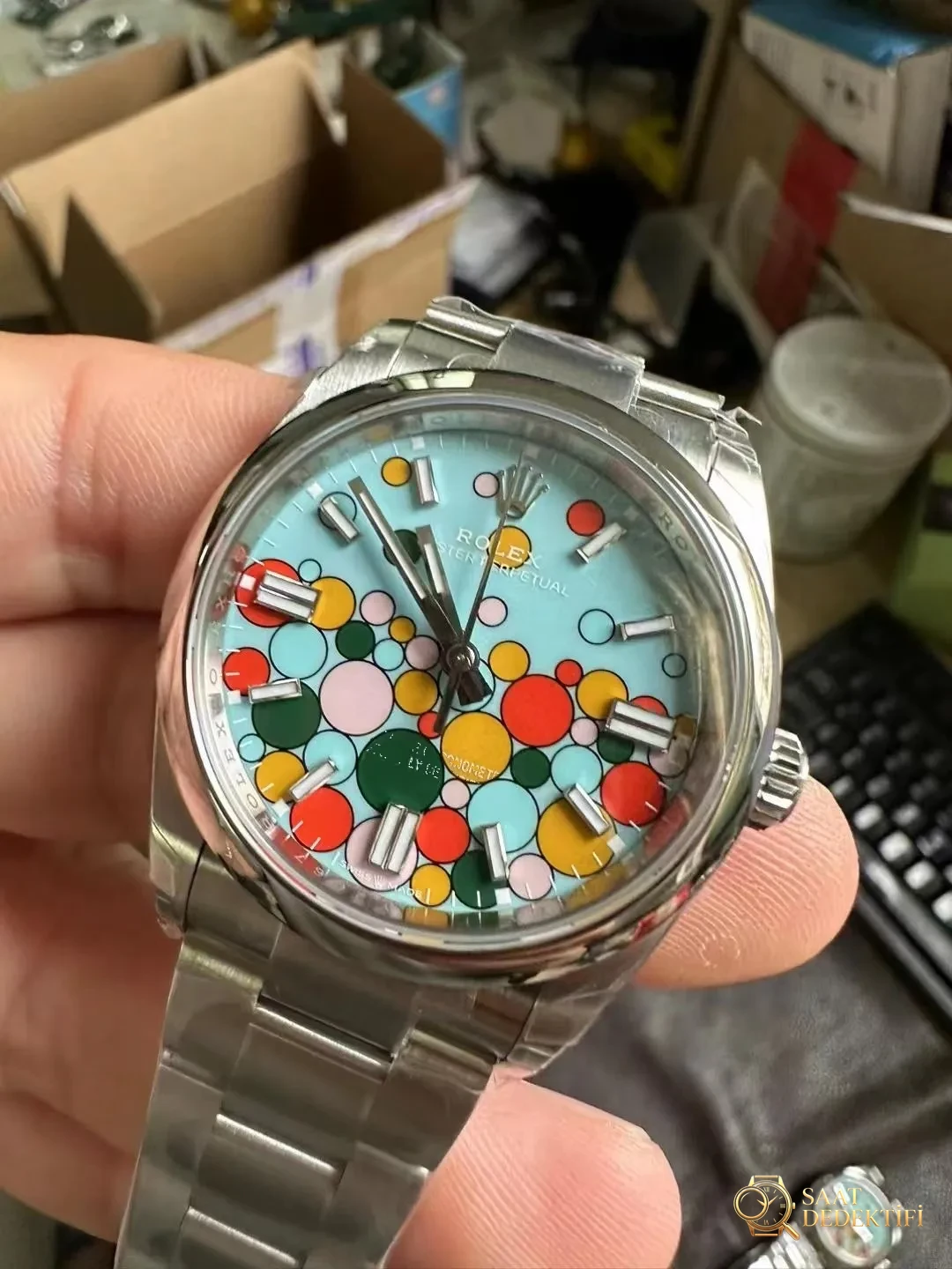 VS Factory Fabrikasından Yeni Gelen Replika Rolex Oyster Perpetual Turkuaz - Kasa Profili ve Kurma Kolu İncelemesi