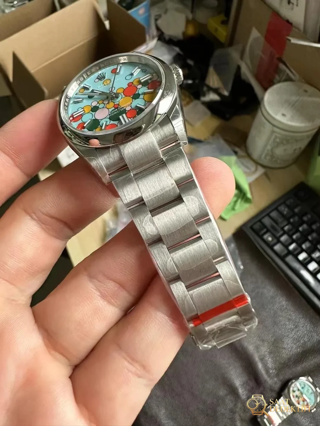 VS Factory Fabrikasından Yeni Gelen Replika Rolex Oyster Perpetual Turkuaz - Bilezik, Toka ve Klips Mekanizması
