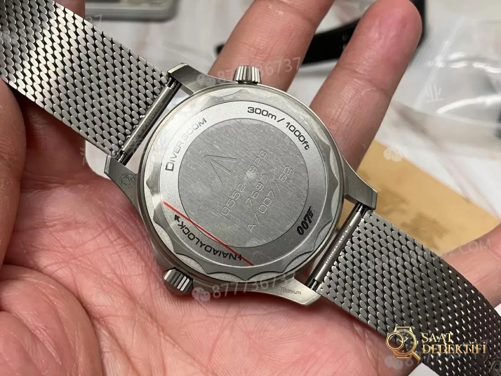 VS Factory Omega 007 No Time to Die yükseltilmiş, orijinaline birebir saf titanyum ultra hafif hasır kayış - Klips Kilidi ve Lazer Damgalar