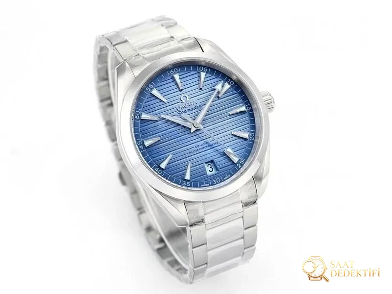 VS Factory Omega 150M Buz Mavisi Tik Ağacı Kadran Replika Saat - VS Saat - Kasa Profili ve Kurma Kolu İncelemesi