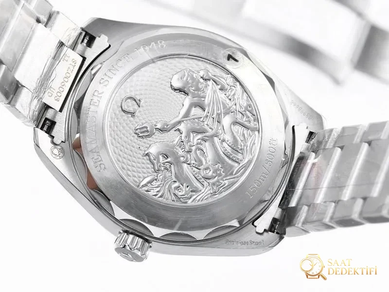 VS Factory Omega 150M Buz Mavisi Tik Ağacı Kadran Replika Saat - VS Saat - Fosfor ve Super-LumiNova Gece Görünümü