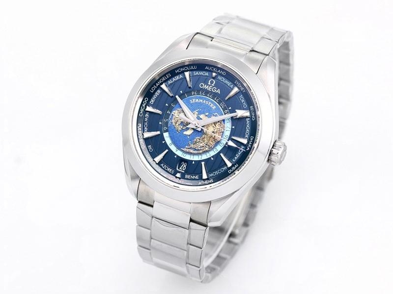 VS Factory Omega 150M World Time Koyu Mavi Replika Saat - VS Saat — 2. fotoğraf