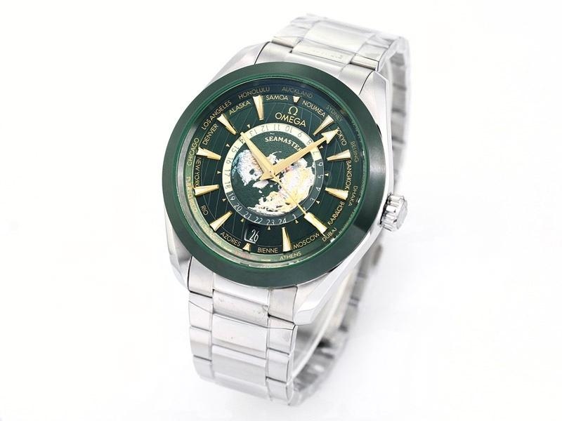 VS Factory Omega 150M World Time yeşil bezel yeşil kadran altın akrep-yelkovan replika saat - VS saat — 2. fotoğraf