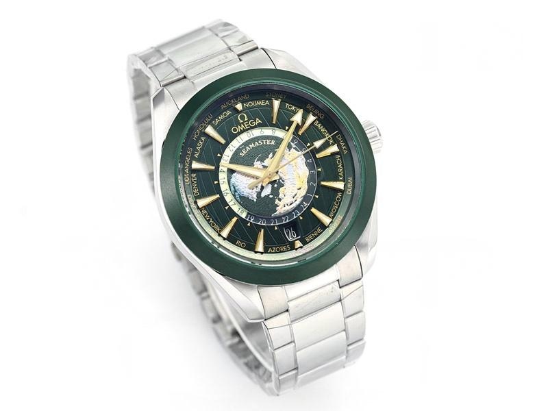 VS Factory Omega 150M World Time yeşil bezel yeşil kadran altın akrep-yelkovan replika saat - VS saat — 3. fotoğraf