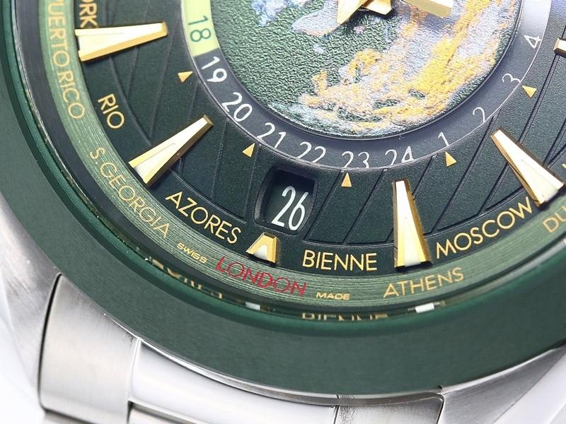 VS Factory Omega 150M World Time yeşil bezel yeşil kadran altın akrep-yelkovan replika saat - VS saat — 4. fotoğraf