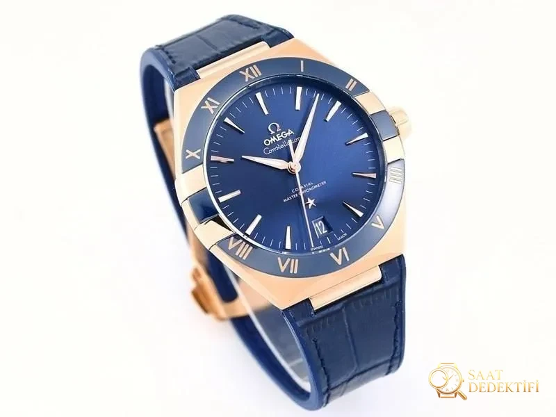 VS Factory Omega 5. Nesil Constellation Rose Gold Mavi Bezel Mavi Kadran Replika Kol Saati - VS Saat - Kasa Profili ve Kurma Kolu İncelemesi