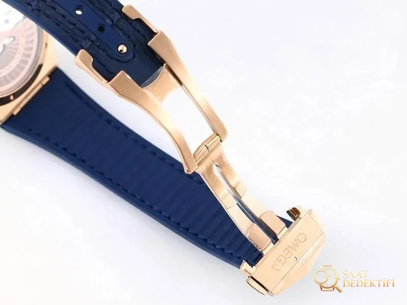 VS Factory Omega 5. Nesil Constellation Rose Gold Mavi Bezel Mavi Kadran Replika Kol Saati - VS Saat - Fosfor ve Super-LumiNova Gece Görünümü