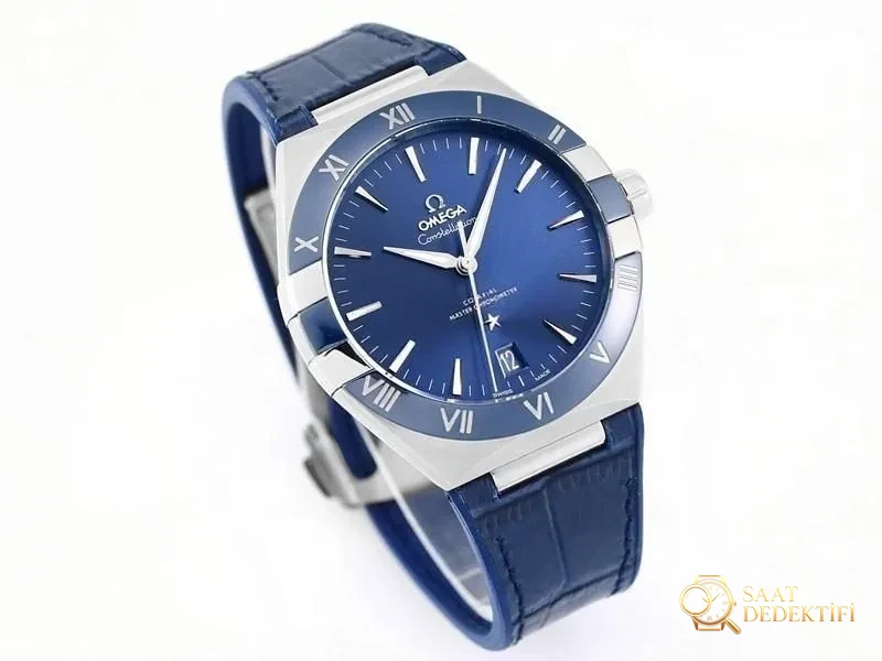 VS Factory Omega 5. Nesil Constellation Serisi Mavi Bezel Mavi Kadran Replika Kol Saati - VS Saat - Kasa Profili ve Kurma Kolu İncelemesi