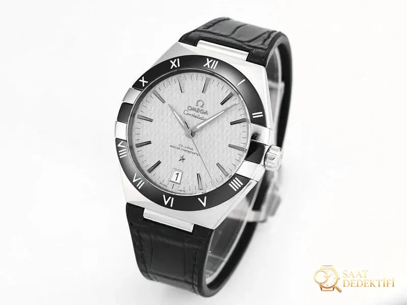 VS Factory Omega 5. Nesil Constellation Serisi Siyah Bezel Baklava Desenli Kadran Replika Saat - VS Watch - Kadran Detayı ve Bezel İşçiliği