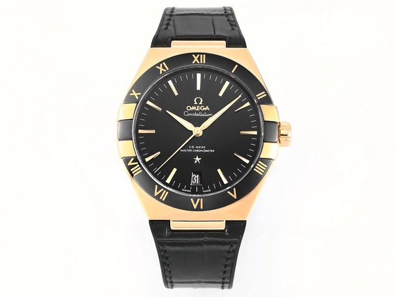 VS Factory Omega beşinci nesil Constellation altın model siyah bezel replika kol saati - VS Saat — 1. fotoğraf