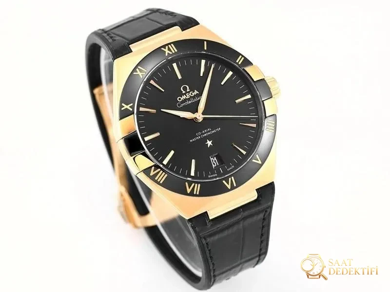 VS Factory Omega beşinci nesil Constellation altın model siyah bezel replika kol saati - VS Saat - Kasa Profili ve Kurma Kolu İncelemesi