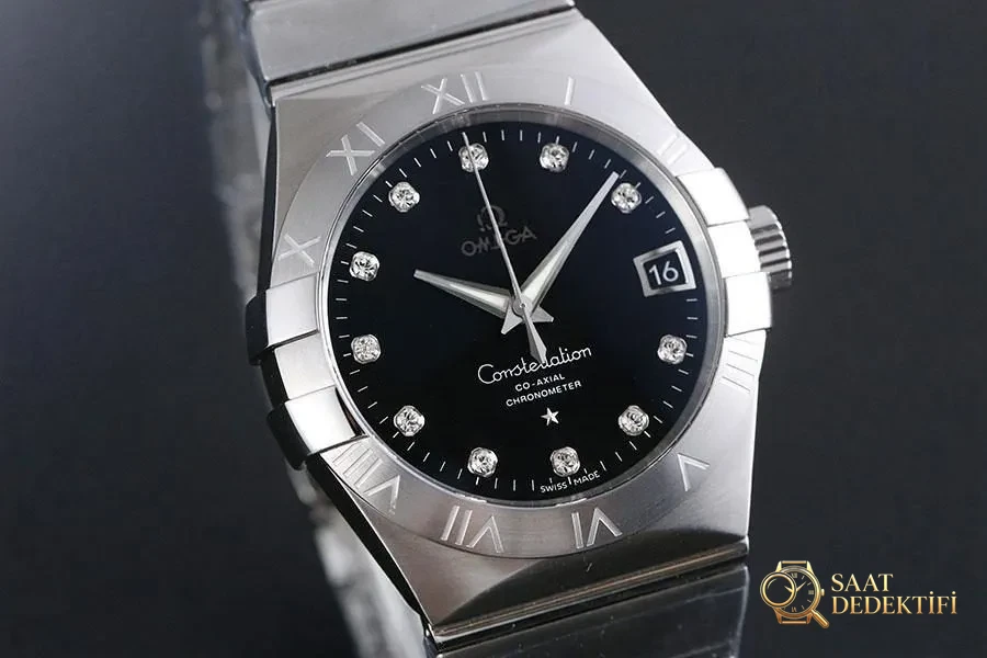 VS Factory Omega Constellation 123.10.38.21.51.001 replika saat - 38 milimetre modeli - Kadran Detayı ve Bezel İşçiliği
