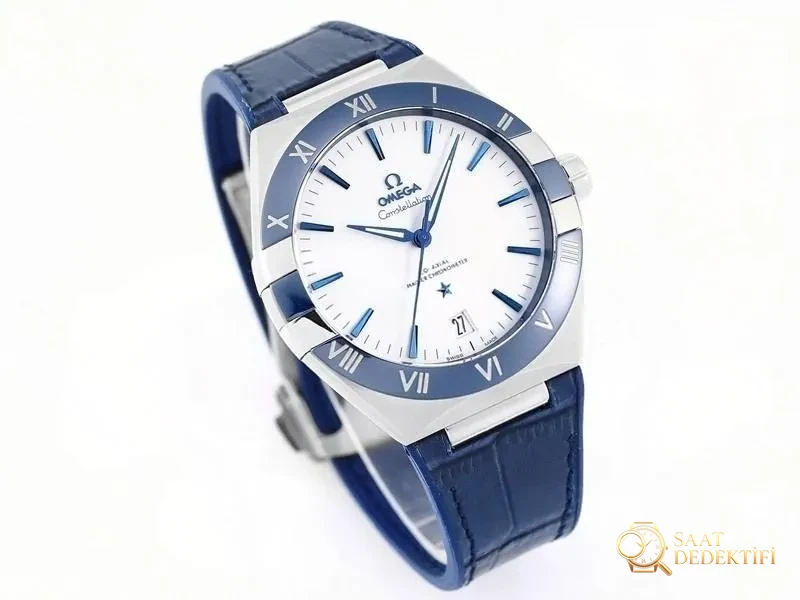 VS Factory Omega Constellation 5. Nesil Mavi Bezel Beyaz Kadran Replika Kol Saati - VS Saat - Kasa Profili ve Kurma Kolu İncelemesi