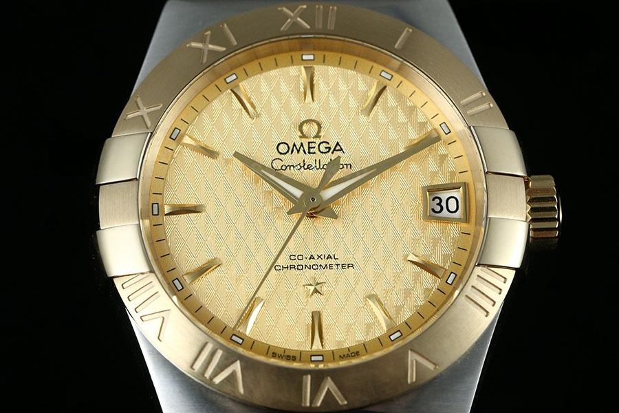 VS Factory Omega Constellation Serisi Baklava Desenli Şampanya Renkli Replika Saat - 123.20.38.21.08.002 — 4. fotoğraf
