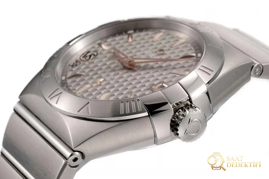 VS Factory Omega Constellation Serisi Gri Baklava Desenli Kadranlı Replika Kol Saati - 123.10.38.21.06.002 - Makro Kadran ve İndeks İşçiliği