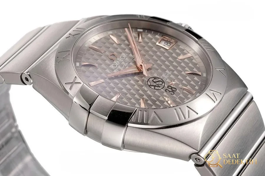 VS Factory Omega Constellation Serisi Gri Baklava Desenli Kadranlı Replika Kol Saati - 123.10.38.21.06.002 - Klips Kilidi ve Lazer Damgalar