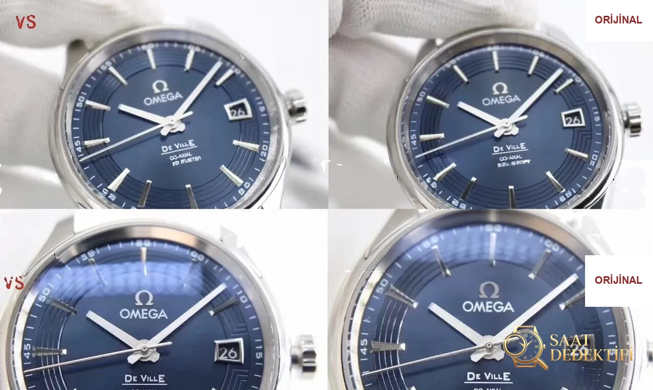 VS Factory Omega De Ville Bright Blue: 8500 mekanizması ile orijinalin detaylı karşılaştırmalı incelemesi - Makro Kadran ve İndeks İşçiliği