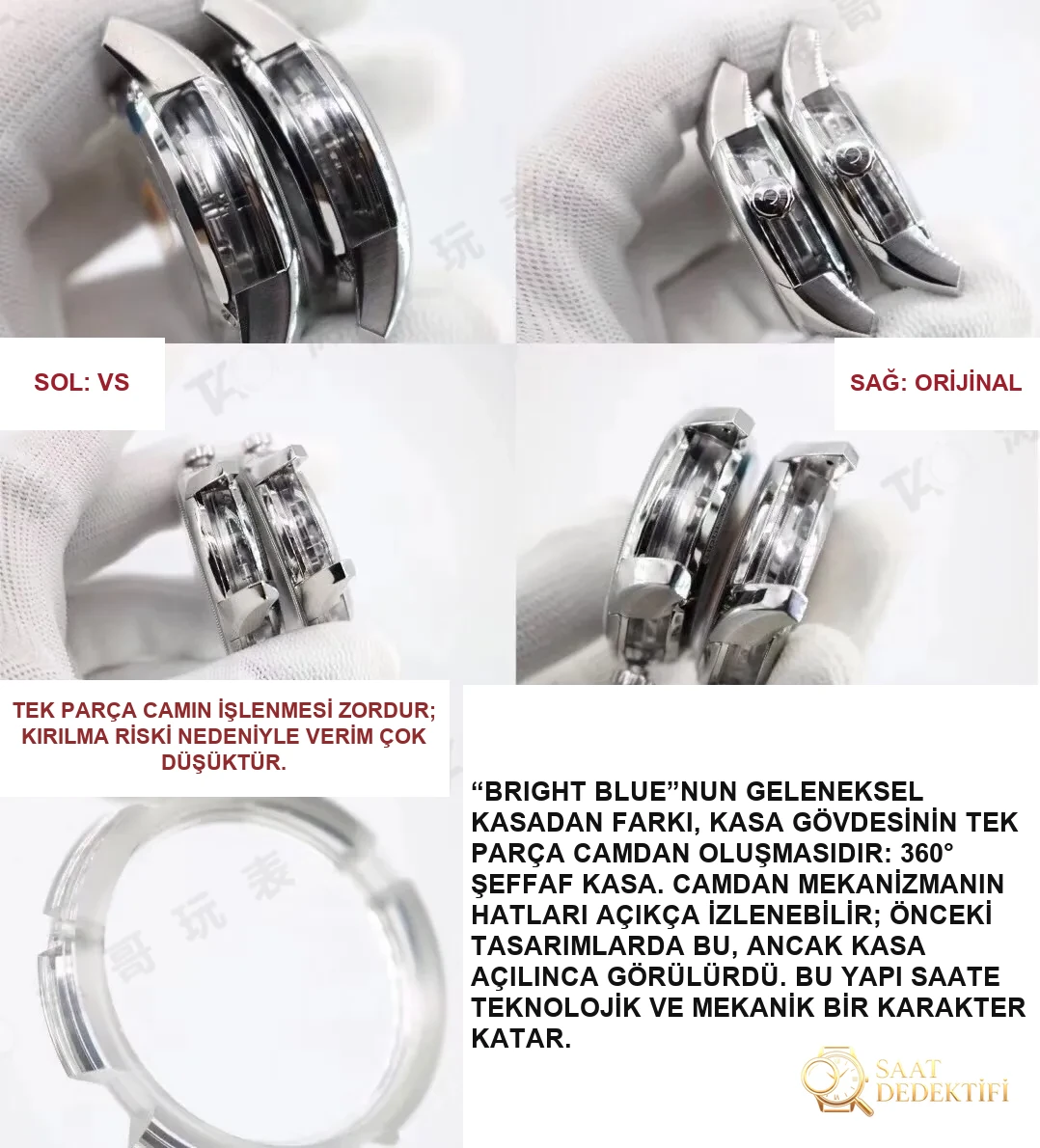 VS Factory Omega De Ville Bright Blue: 8500 mekanizması ile orijinalin detaylı karşılaştırmalı incelemesi - Fosfor ve Super-LumiNova Gece Görünümü
