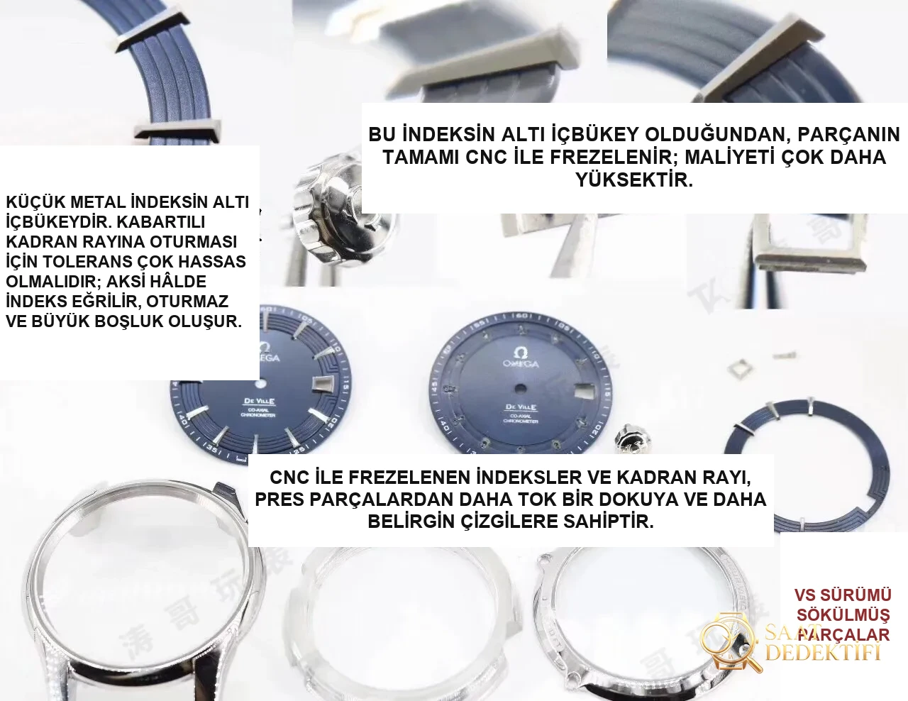 VS Factory Omega De Ville Bright Blue: 8500 mekanizması ile orijinalin detaylı karşılaştırmalı incelemesi - Yan Profil ve Kordon Bağlantısı