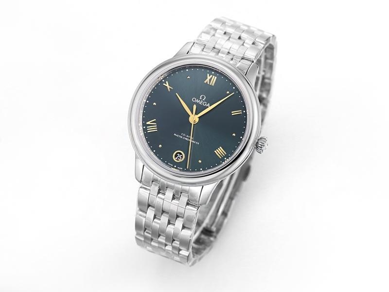 VS Factory Omega De Ville kadın modeli, yeşil kadran, altın akrep ve yelkovan, altın saat işaretli replika kol saati - VS Saat — 2. fotoğraf