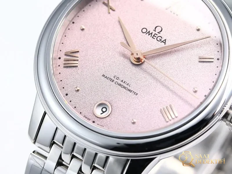 VS Factory Omega De Ville kadın pembe kadranlı replika kol saati - VS saat - Arka Kapak ve Mekanizma Detayı
